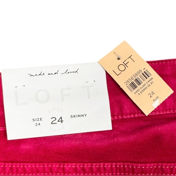 LOFT Plus Magenta Pink Midrise Velvet Skinny Pants Plus Size 24 NWT - Picture 13 of 16